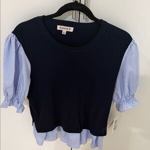 Nanette Lepore Navy and Blue Striped Blouse